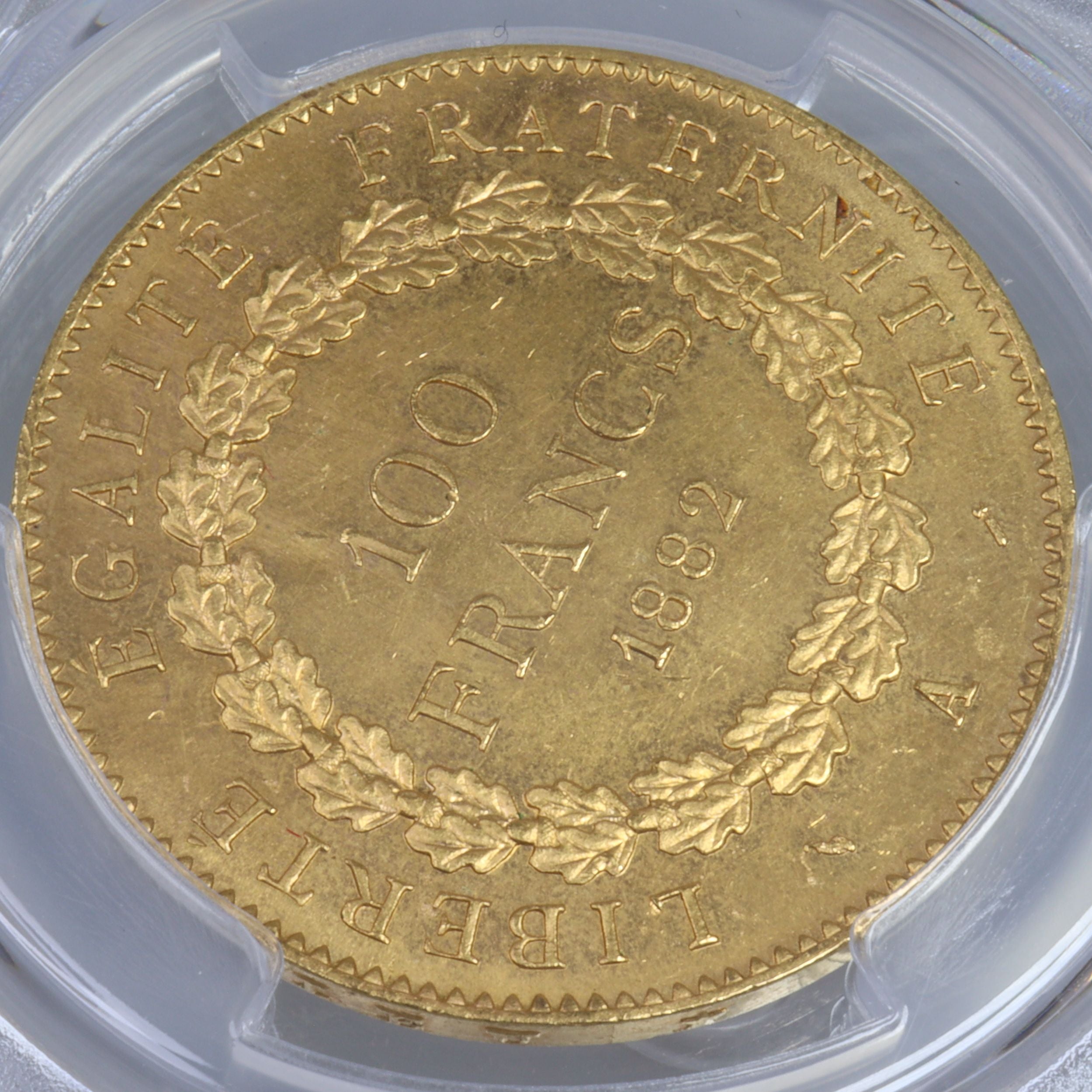 1882年 A フランス ラッキーエンジェル 100フラン金貨 【 PCGS MS65 TOP POP 】