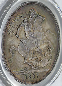 ヴィクトリア女王 ジュビリーヘッド イギリス 1887年 1クラウン銀貨 MS62 PCGS 裏