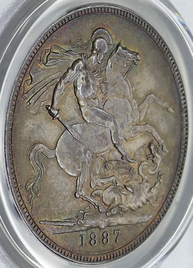 1887年 イギリス 1クラウン銀貨 ヴィクトリア女王 ジュビリーヘッド 【PCGS MS62】