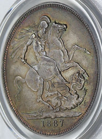 ヴィクトリア女王 ジュビリーヘッド イギリス 1887年 1クラウン銀貨 MS62 PCGS 裏