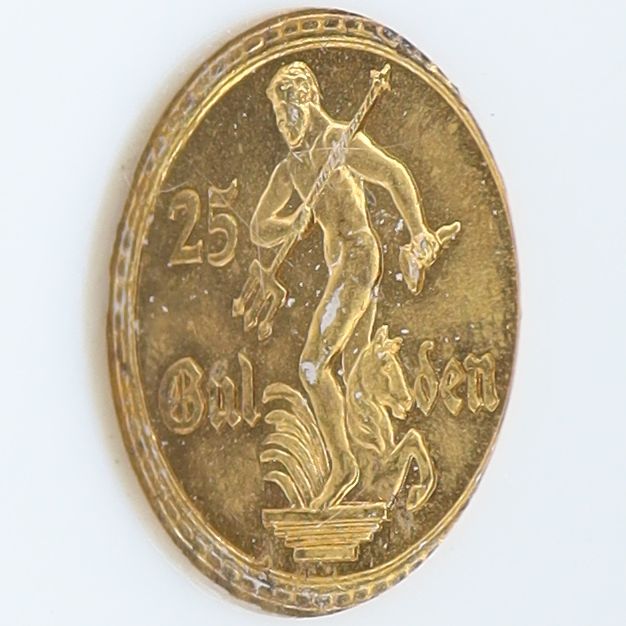 1930年 自由都市 ダンツィヒ ポーランド 25グルデン 金貨 【 高
