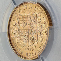 カナダ ジョージ5世 1912年 初年号 5ドル金貨 MS63 PCGS 裏