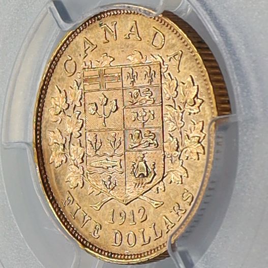 1912年 カナダ 5ドル 金貨 ジョージ5世 カナダ初 初年号 【 PCGS MS63 】
