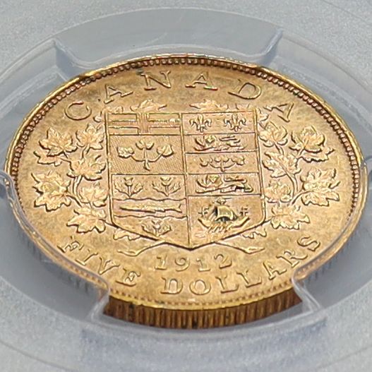 1912年 カナダ 5ドル 金貨 ジョージ5世 カナダ初 初年号 【 PCGS MS63 】