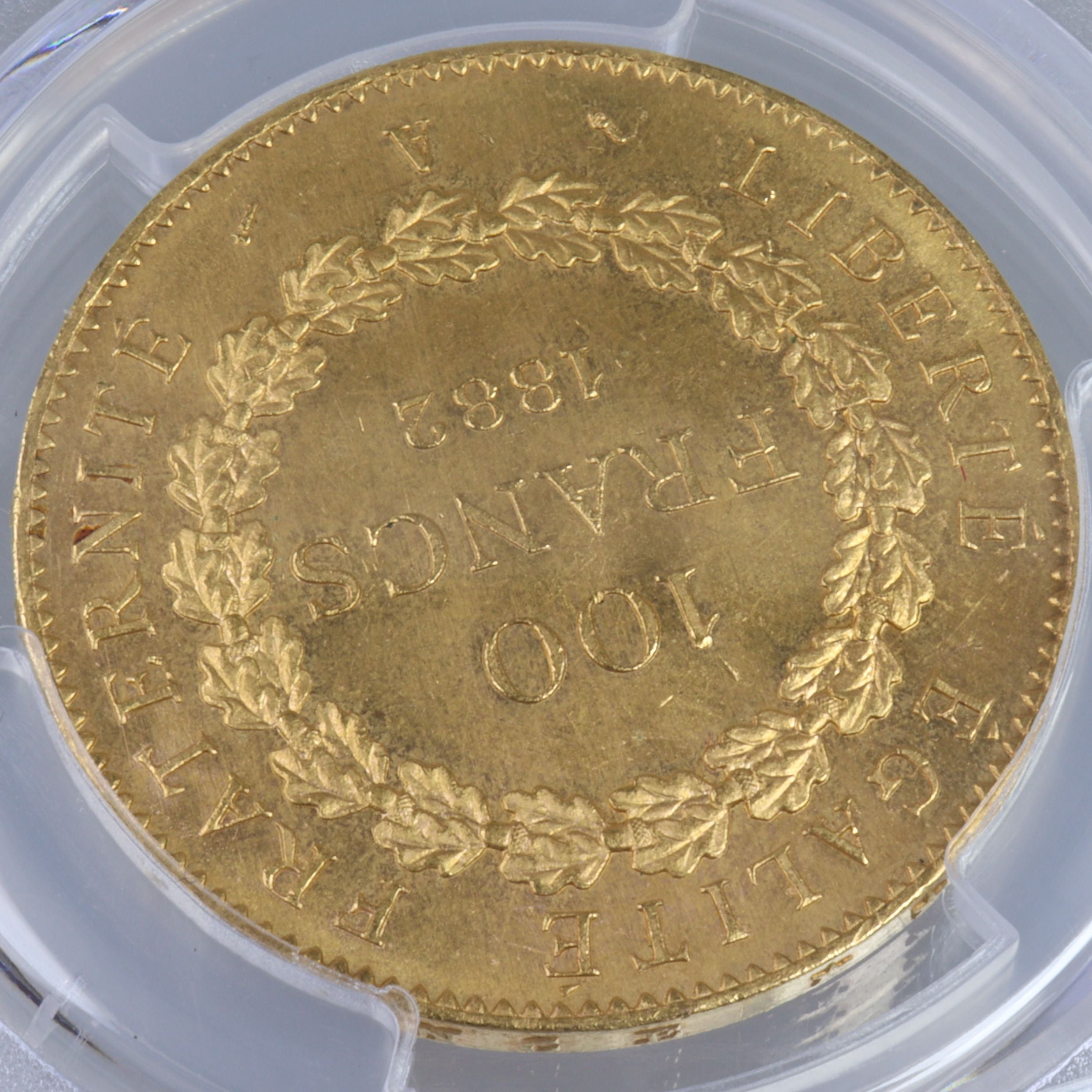 1882年 A フランス ラッキーエンジェル 100フラン金貨 【 PCGS MS65