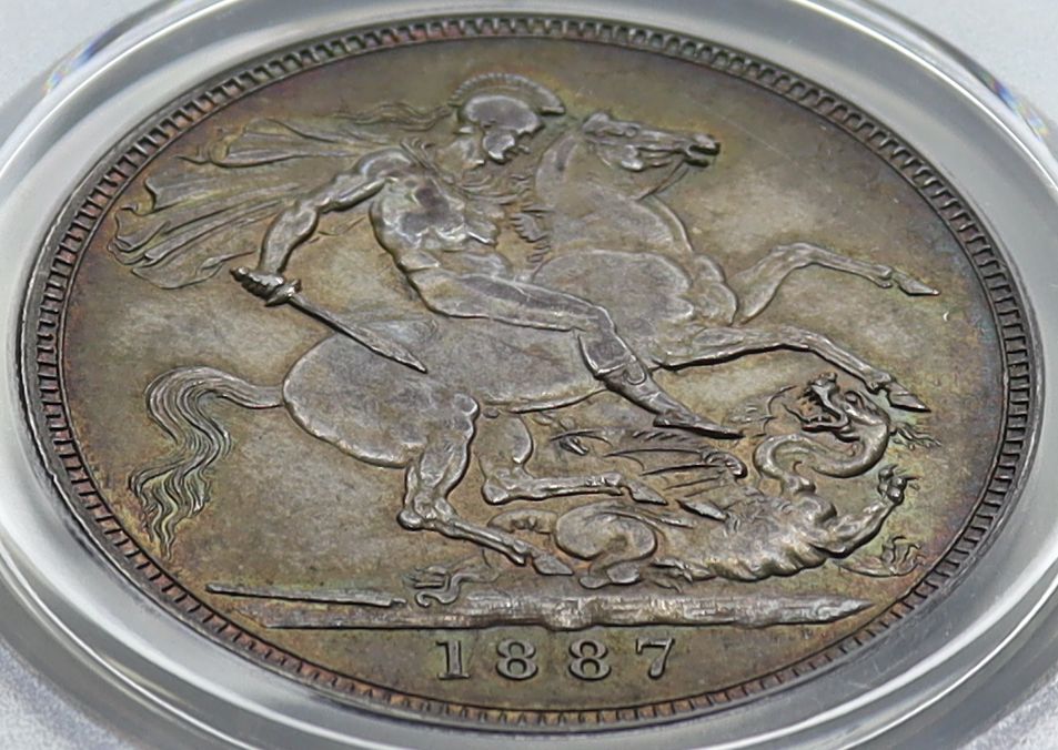 1887年 イギリス 1クラウン銀貨 ヴィクトリア女王 ジュビリーヘッド 【PCGS MS62】