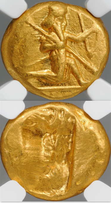 紀元前550～330年 アケメネス朝ペルシャ帝国 ダリク金貨 Ch XF 5/5-5/5