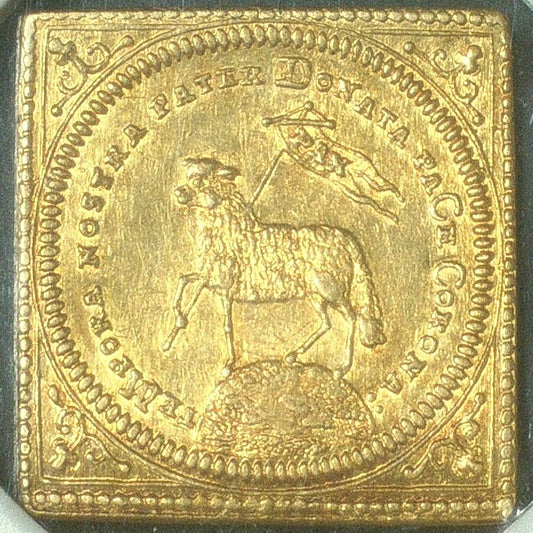 ドイツ ニュルンベルク ラムダカット クリッペ（四角） 1700年刻印 1ダカット金貨 AU58 NGC 表
