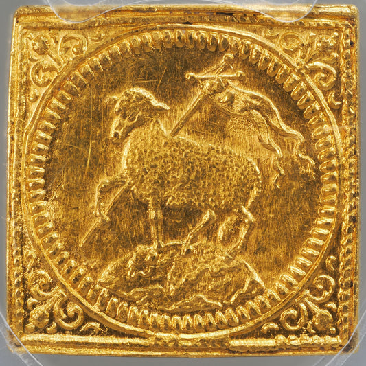 1700年刻印 ドイツ ニュルンベルク GFN クリッペ（四角） 1/2ダカット金貨 KM-256 1.73g 表