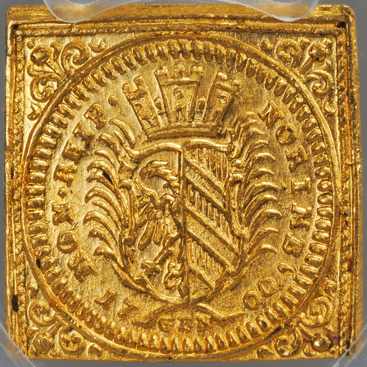 ドイツ ニュルンベルク ラムダカット クリッペ（四角） 1700年刻印 1/2ダカット金貨 MS62 PCGS 裏