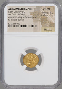 アケメネス朝ペルシャ帝国 紀元前550～330年 ダリク金貨 Ch XF 5/5-5/5 NGC 表