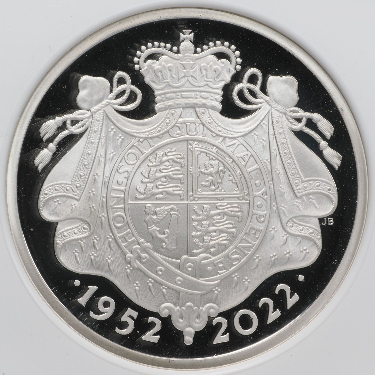 2022年 イギリス エリザベス2世 ピエフォー プラチナジュビリー 5ポンド銀貨 PF70 表