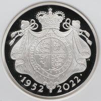 エリザベス2世 ピエフォー プラチナジュビリー イギリス 2022年 5ポンド銀貨 PF70 ULTRA CAMEO One of First 200 Struck NGC 表