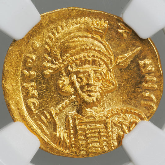 西暦668～685年 ビザンチン帝国 コンスタンティヌス4世 ティベリウス ヘラクレイオス 1ソリドゥス金貨 4.53g 表 