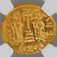 ビザンチン帝国 コンスタンティヌス4世 ティベリウス ヘラクレイオス 西暦668～685年 1ソリドゥス金貨 Ch MS 4/5-5/5 NGC 裏