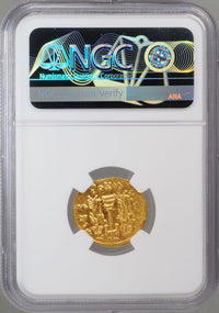ビザンチン帝国 コンスタンティヌス4世 ティベリウス ヘラクレイオス 西暦668～685年 1ソリドゥス金貨 Ch MS 4/5-5/5 NGC 裏