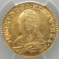 フランス ルーアン造幣所 ルイ15世 1738年-B 1ルイドール金貨 AU55 PCGS 表