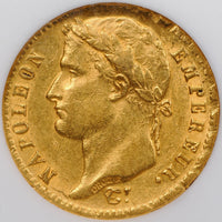 ナポレオン1世 フランス パリ造幣所 1813年-A 20フラン金貨 AU55 NGC 表