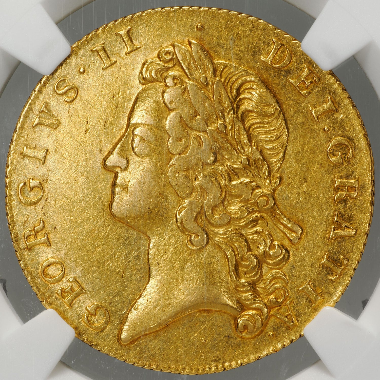 1739年 イギリス ジョージ2世 2ギニー金貨 S-3667B AU55 表