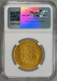 イギリス ジョージ2世 1739年 2ギニー金貨 AU55 NGC 裏