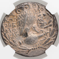 古代ギリシャ アッティカ・アテネ発行 テトラドラクマ銀貨 New Style 紀元前132～131年 Ch XF 4/5 5/5 NGC 裏