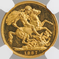 ヴィクトリア女王 ジュビリーヘッド イギリス 1887年 1ソブリン金貨 PF61 ULTRA CAMEO NGC 裏