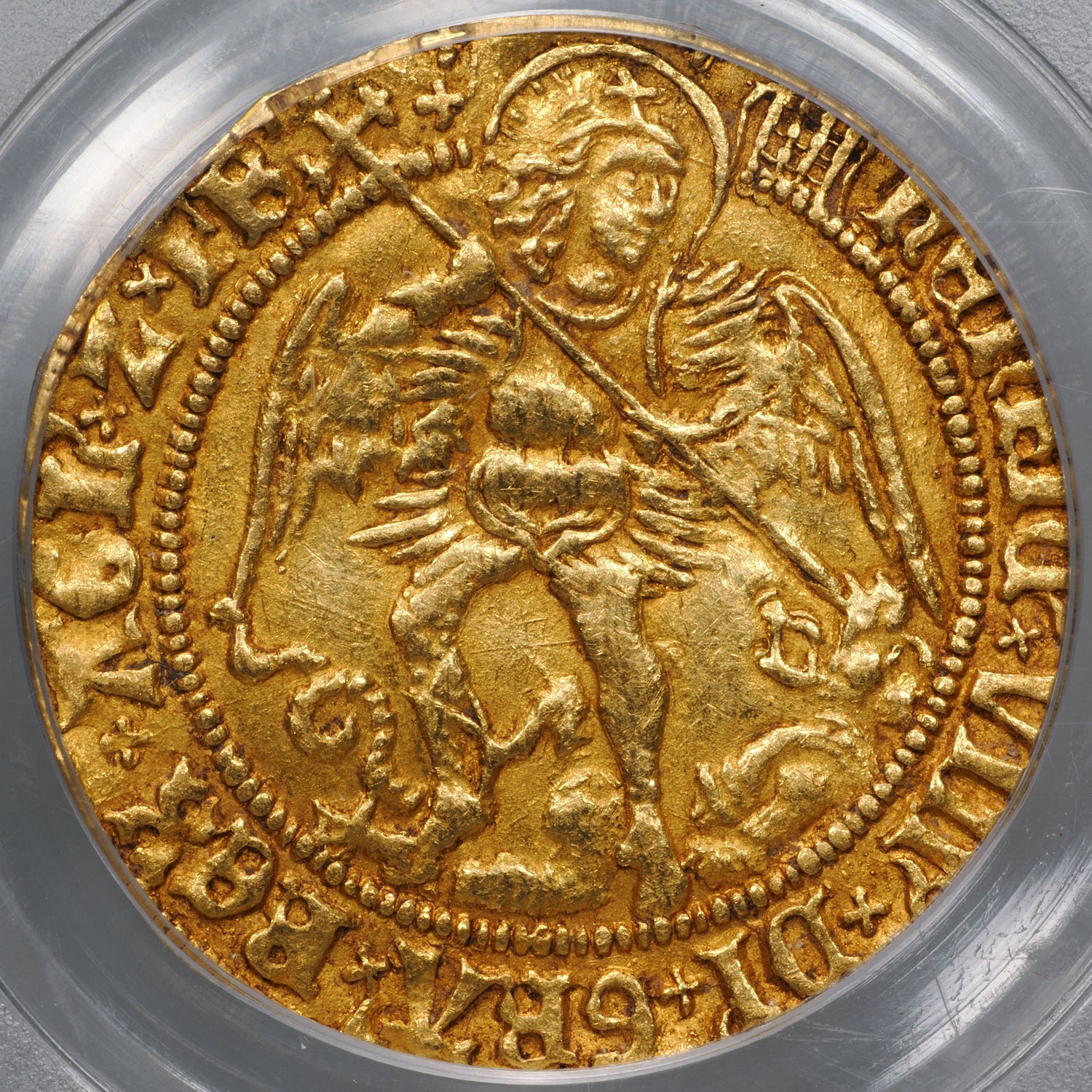 1509～1526年 イギリス イングランド ヘンリー8世 1エンジェル金貨 表 AU55