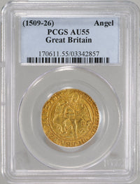 イギリス イングランド ヘンリー8世 1509～1526年 1エンジェル金貨 AU55 PCGS 表