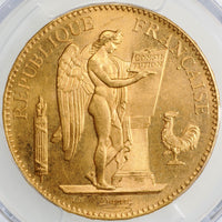 ラッキーエンジェル フランス パリ造幣所 1882年-A 100フラン金貨 MS65 PCGS 表
