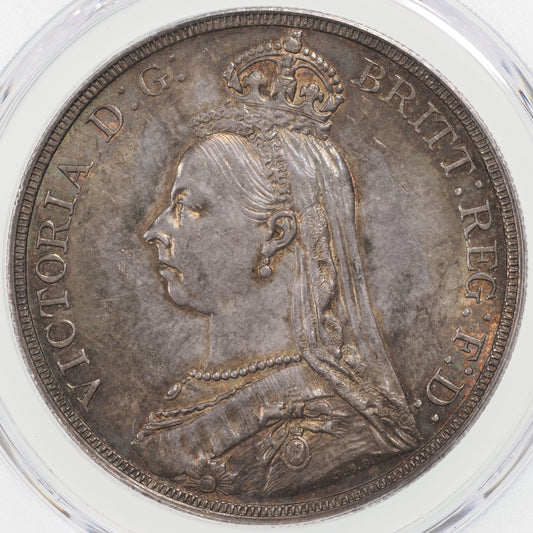 ヴィクトリア女王 ジュビリーヘッド イギリス 1887年 1クラウン銀貨 MS62 PCGS 表