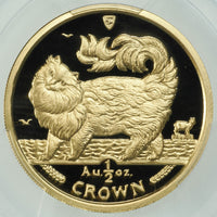 エリザベス2世 キャットコイン 1993年 マン島 1/2クラウン金貨 PR69 DEEP CAMEO PCGS 表