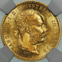 フランツ・ヨーゼフ1世 オーストリア 1914年 1ダカット金貨 MS64 NGC 表
