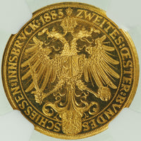 フランツ・ヨーゼフ1世 インスブルック射撃祭 1885年 オーストリア 金メダル PF63 ULTRA CAMEO NGC 裏