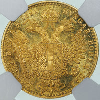 フランツ・ヨーゼフ1世 オーストリア 1891年 1ダカット金貨 MS64 NGC 裏