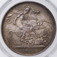 ヴィクトリア女王 ジュビリーヘッド イギリス 1887年 1クラウン銀貨 MS62 PCGS 裏