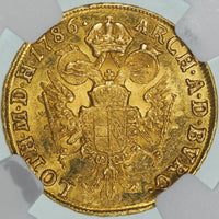 ヨーゼフ2世 ハンガリー ギュンツブルク造幣所 1786年-G 1ダカット金貨 MS62 NGC 裏