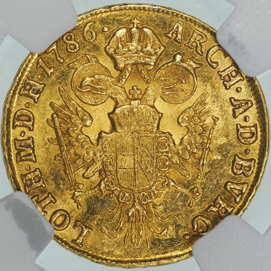 ヨーゼフ2世 ハンガリー ギュンツブルク造幣所 1786年-G 1ダカット金貨 MS62 NGC 裏