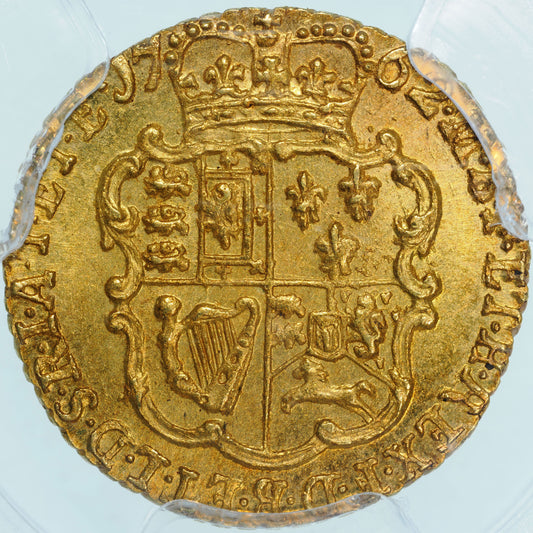 ジョージ3世 イギリス 1762年 1/4ギニー金貨 MS64 PCGS 裏