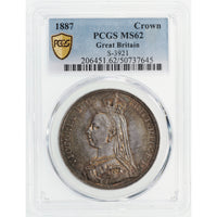 ヴィクトリア女王 ジュビリーヘッド イギリス 1887年 1クラウン銀貨 MS62 PCGS 表