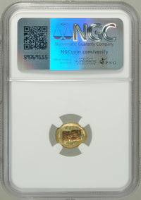 リディア王国 紀元前610～546年 エレクトラム製 1/3スターテル金貨 AU 5/5-2/5 scuffs NGC 裏