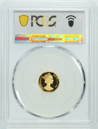 エリザベス2世 キャットコイン 1993年 マン島 1/25クラウン金貨 MS68 PCGS 裏