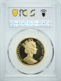 エリザベス2世 キャットコイン 1993年 マン島 1/2クラウン金貨 PR69 DEEP CAMEO PCGS 裏