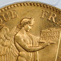ラッキーエンジェル フランス パリ造幣所 1882年-A 100フラン金貨 MS65 PCGS 表