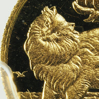 エリザベス2世 キャットコイン 1993年 マン島 1/25クラウン金貨 MS68 PCGS 表