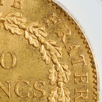 ラッキーエンジェル フランス パリ造幣所 1882年-A 100フラン金貨 MS65 PCGS 裏