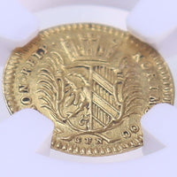 ドイツ ニュルンベルク ラムダカット 1700年刻印 1/4ダカット金貨 MS62 NGC 裏