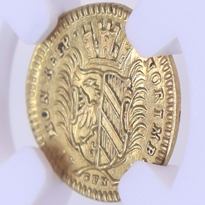 1700年 DATED ドイツ ニュルンベルク 1/4ダカット金貨 FR-1890 GFN LEGEND 【 NGC MS62 】